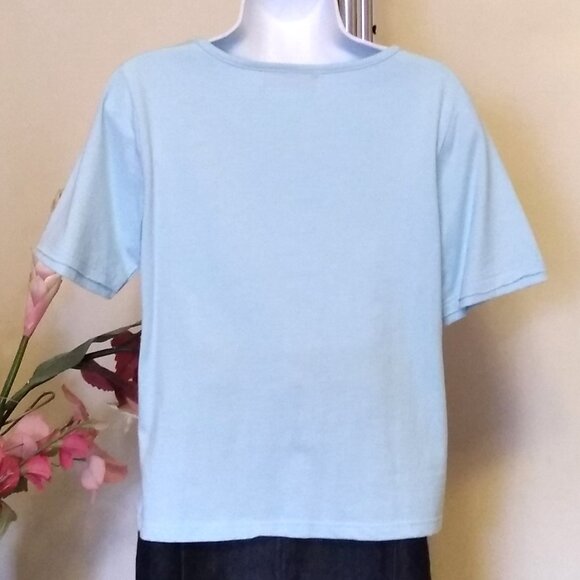 NWT Womens Summer Tunic Tops Short Sleeve Scoop Neck Casual Loose Blouse M 8 10 - Picture 8 of 9